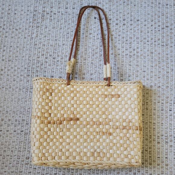 Vintage Y2K Straw Handbag Beaded Bugs Butterfly Boho Cottage Beachy Purse - Picture 5 of 7